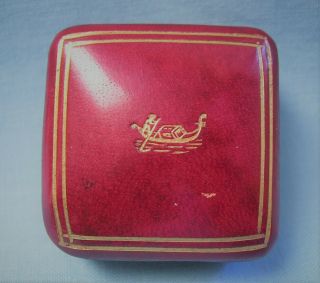 Antique Vintage Red Leather Venice Italy Ring Trinket Box