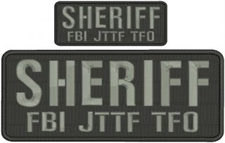 Sheriff Fbi Jttf Tfo Embroidery Patches 4x10 And 2x5 Hook Grey Letters