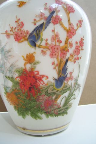 Antique Extra Large Hand Painted Oriental Blue Bird 9 1/2 