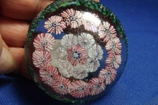 Antique Glass Millefiori Paperweight Unknown Origin Has Top Ding & Age Wear