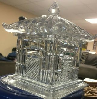 Vtg Shannon Crystal Japanese Glass Pagoda - Covered Candy Dish - Chinoiserie