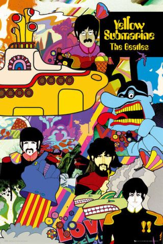 The Beatles Yellow Submarine Collage 24x36 In.  Poster Paul Mccartney Ringo Starr