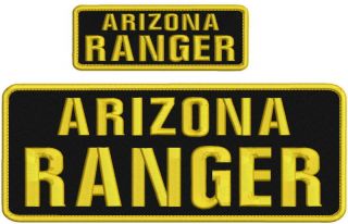 Arizona Ranger Embroidery Patches 4x10 And 2x5 Hook On Back All Gold