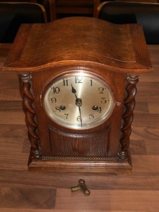 Antique Oak Cased Mantel Clock For Service