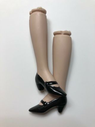 Vintage Porcelain Doll Legs 3 3/4” Painted Molded Black Heels Pumps Shoes Parts