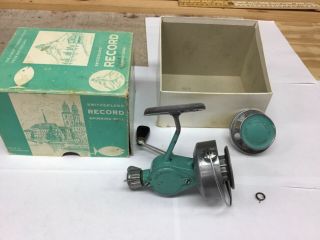 Swiss Made Recordette Model 21 Ultralight Spinning Reel,  Spool,  Bail Wire,  Box