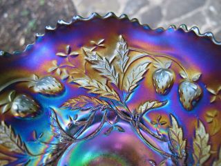 Northwood Wild Strawberry Antique Carnival Glass Bowl Bold Colors Amethyst Art