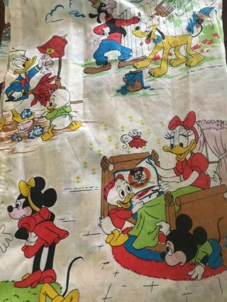 Vintage Walt Disney Mickey Mouse Friends Curtains 4 Pleated Panels/Valance 3