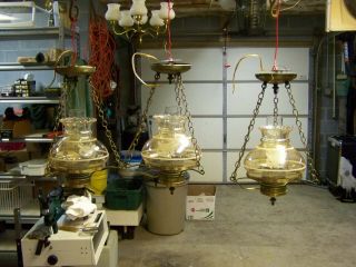 (1) Vintage Brass Hurrican Ceiling Light Fixture Great Seal Of Usa Eagle Globes