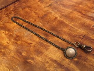 Antique 9 3/4 " Brass Pocket Watch Chain With Crab Claw Clasp And Button Ends