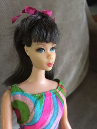 Vintage Barbie Tnt Twist Turn Chocolate Bon Bon Raven Hair Swirly Q Dress