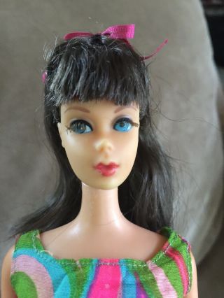 Vintage Barbie TNT Twist Turn Chocolate Bon Bon Raven Hair Swirly Q Dress 4