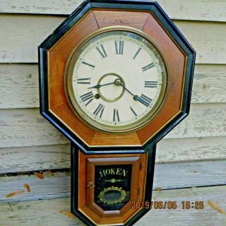 Antique Hoken Regulator Wall Clock Pendulum Key Minute & Hour Hand Mechanism
