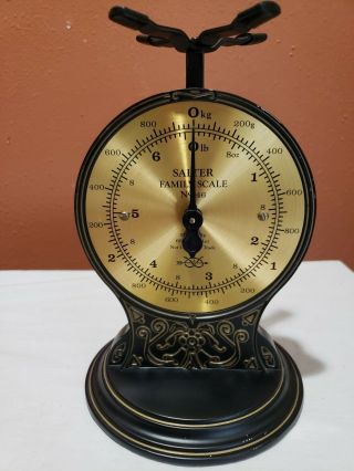 Vintage Salter Family Scale No.  46 Brass Face Made In England W/o Pan - 6lbs 8oz.
