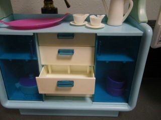 Barbie Dream Furniture Dining Buffet Table w/ Chairs China Cabinet 1978 6
