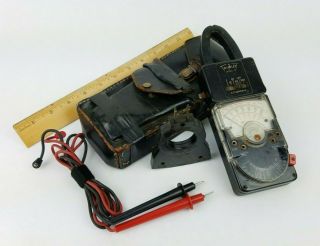 Vintage Triplett Model 10 Type 3 Volt Ohm Meter Current Clamp Leads Antique Tool