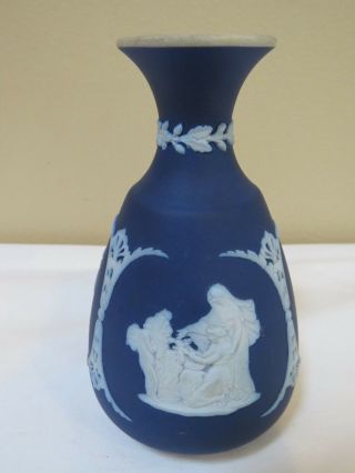 Antique Wedgwood Jasperware Blue Vase X Mark,  1895