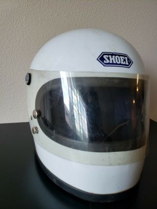 Vintage 1970 Shoei S12 Motorcycle Full Face Helmet LARGE White AS - IS SOME WEAR 2