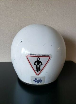 Vintage 1970 Shoei S12 Motorcycle Full Face Helmet LARGE White AS - IS SOME WEAR 4