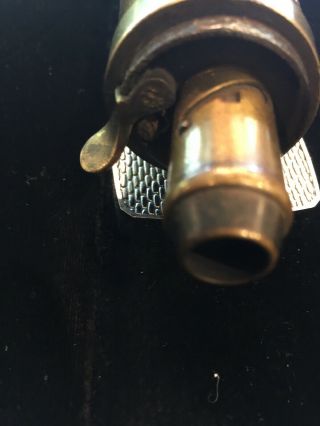Vintage Antique Copper Brass Gun Powder Horn Flask Case High Relief Shell 7 1/2” 6