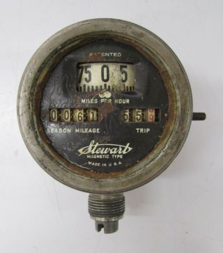 Vtg Antique Stewart Magnetic Type Speedometer Gauge Model T Rat Rod Part
