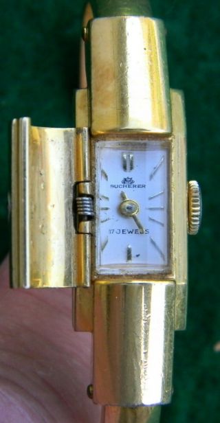 Vintage Bucherer Ladies 17 Jewel Gold Plated Mechanical Wrist Watch