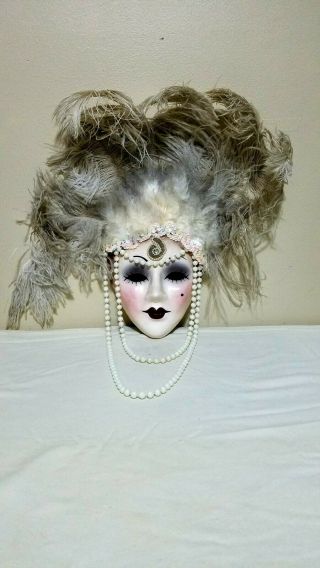 Unique Creations Elegant Ceramic Face Mask,  Wall Hanging Decor