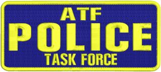 Atf Police Task Force Embroidery Patch 4x10 Hook On Back Navy Background