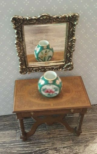 Dollhouse Miniature Vintage Hand Painted Japanese Porcelain Vase,  Signed