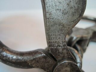 Antique Pair 19th Century Patent Marked Hand Forged Handcuffs - No Key 5
