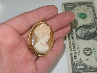 Antique Shell Carved Cameo Brooch Pin Jewelry Pendant (bb136)