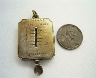 Unusual Antique Victorian Tiny Novelty Stamp Box With Scale.