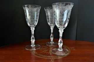 Vintage Cut Crystal Stemware Goblets Set Of Three 1940 