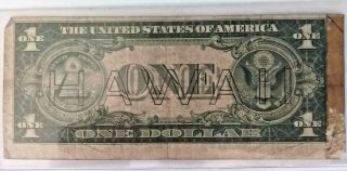 1935 - A Hawaii $1 Silver Certificate US One Dollar Antique Old Currency Bill Note 2