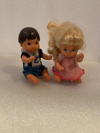 Vtg Vintage 1976 Mattel Heart Family Toddler Babies Baby Dolls Boy Tommy & Girl