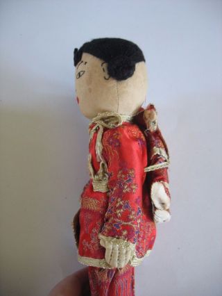 Vintage Chinese Cloth Doll in Traditional Costume w/ Baby on Back Oriental China 4