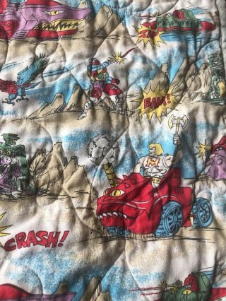 Vintage He - Man Masters of the Universe Like Race Cars Blanket Quilt Home Made ? 3