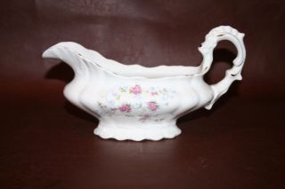 Antique English Style Royal Porcelain 9 " Long Gravy Boat W/ Floral Images