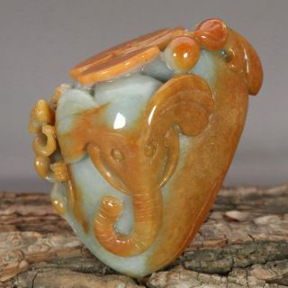 Chinese Exquisite Hand - Carved Elephant Monkey Carving Jadeite Jade Statue