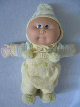Cabbage Patch Doll 12 " Baby,  Blue Eyes,  Bald,  Fuzzy Knit Clothes,  Bean Butt 1986