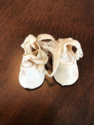 Vintage White Oil Cloth Doll Shoes 1” Vogue Madame Alexander Ginny Doll Shoes