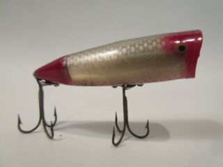 Vintage Heddon Chugger Spook Fish Flash Silver Reflector Red Scale Tough Color