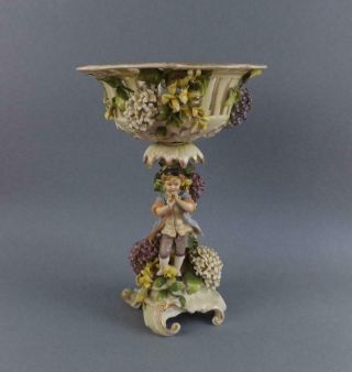 Antique German Drsden Von Schierholz Figural Porcelain Compot Dish