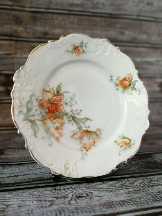 Antique Hermann Ohme Elysee Plates Rare Ohm 65 Tulips Rust/green 7 1/2 "