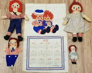 Vtg Knickerbocker Raggedy Ann & Andy Dolls Musical Made In Korea,  Calendar Etc