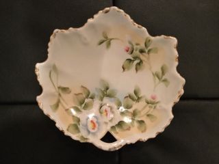 Antique Japan Hand Painted Porcelain Floral Nut Bowl Candy Dish 7 "