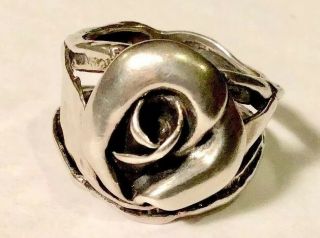Vtg/antique “sydney Smith” Sterling Silver Art Nouveau Flower Ring - Sz.  6.  5