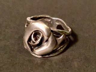 Vtg/Antique “Sydney Smith” Sterling Silver Art Nouveau Flower Ring - Sz.  6.  5 2