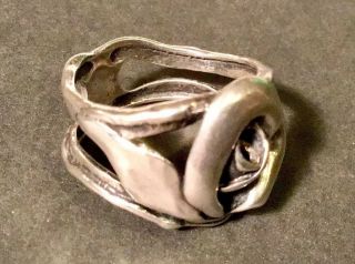 Vtg/Antique “Sydney Smith” Sterling Silver Art Nouveau Flower Ring - Sz.  6.  5 3