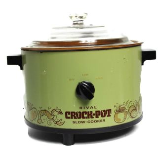 Antique/vintage Rival Crock Pot 2 Qt Slow Cooker Avocado Green M 3102/3l W/lid
